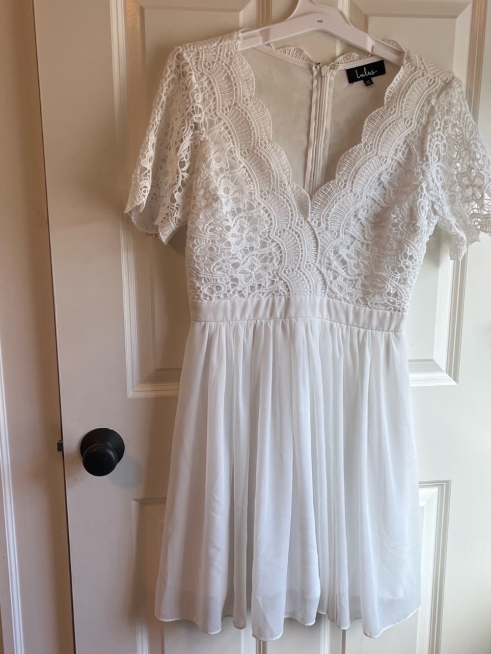Lulu's White Lace V-Neck Mini Dress